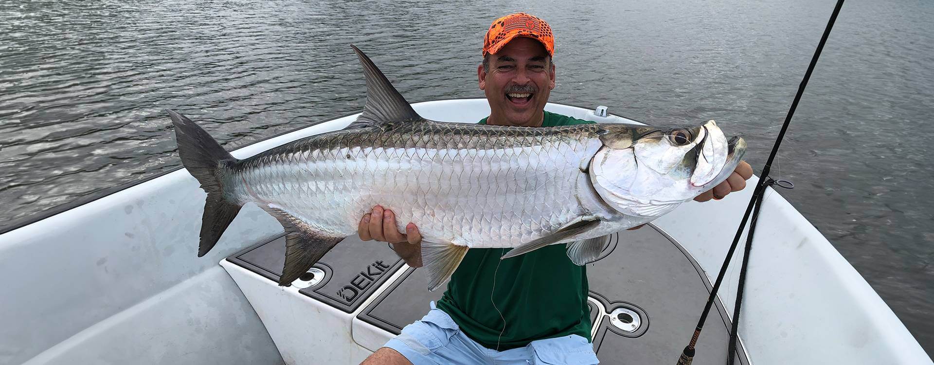 Fisherman with a large catch on a sunny day